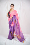 Rose Blush: Two-Toned Linen Saree