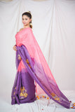 Rose Blush: Two-Toned Linen Saree