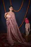 Aarushi- Mauve Striped Gota Patti Saree