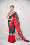 Scarlet Edge- Black Linen Saree