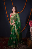 Tarang- Green Silk Kota Doria Saree