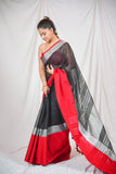 Scarlet Edge- Black Linen Saree