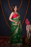 Tarang- Green Silk Kota Doria Saree