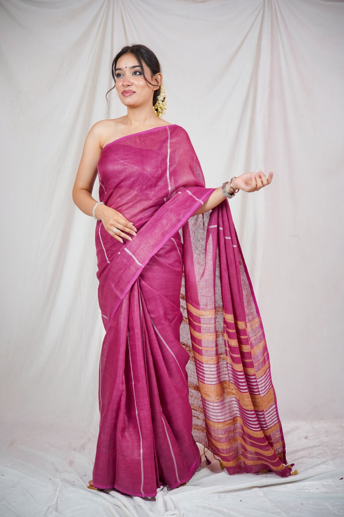 Neelima Rekha- Purple Linen Saree