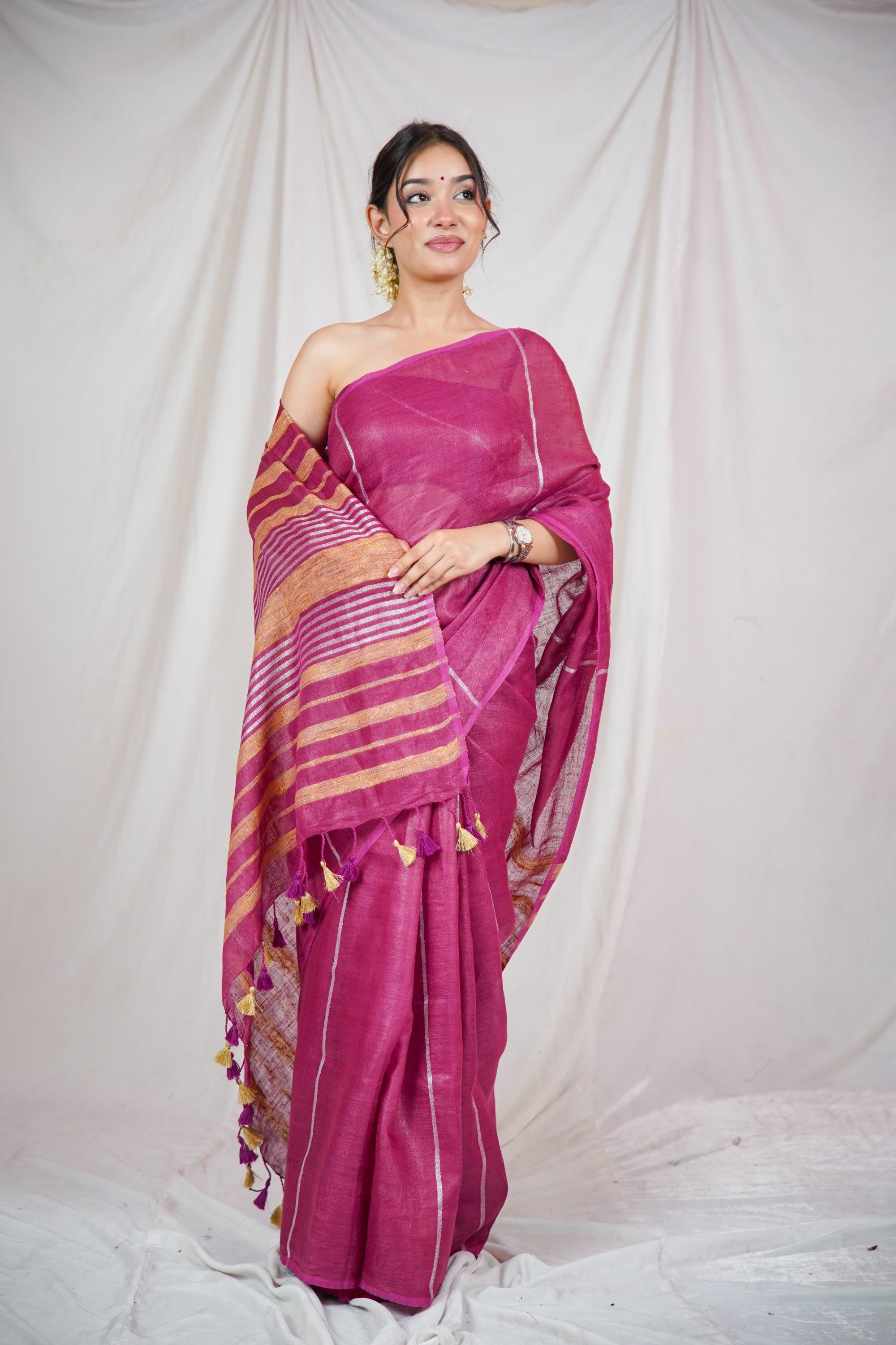 Neelima Rekha- Purple Linen Saree