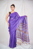 Regal Violet- Purple Linen Saree