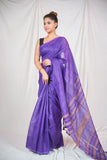 Regal Violet- Purple Linen Saree