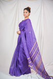 Regal Violet- Purple Linen Saree