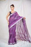 Royal Plum- Purple Linen Saree