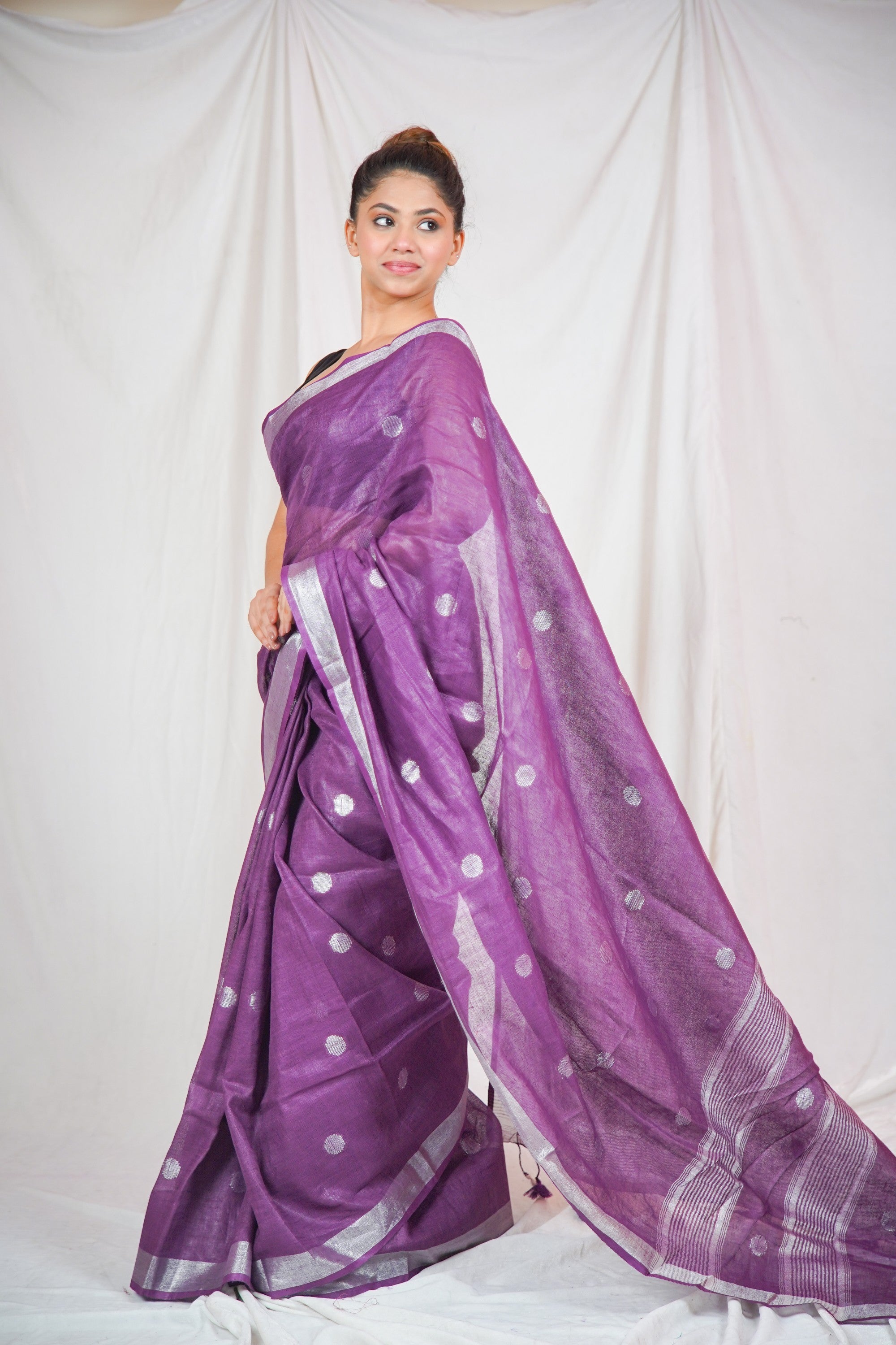 Royal Plum- Purple Linen Saree