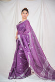 Royal Plum- Purple Linen Saree