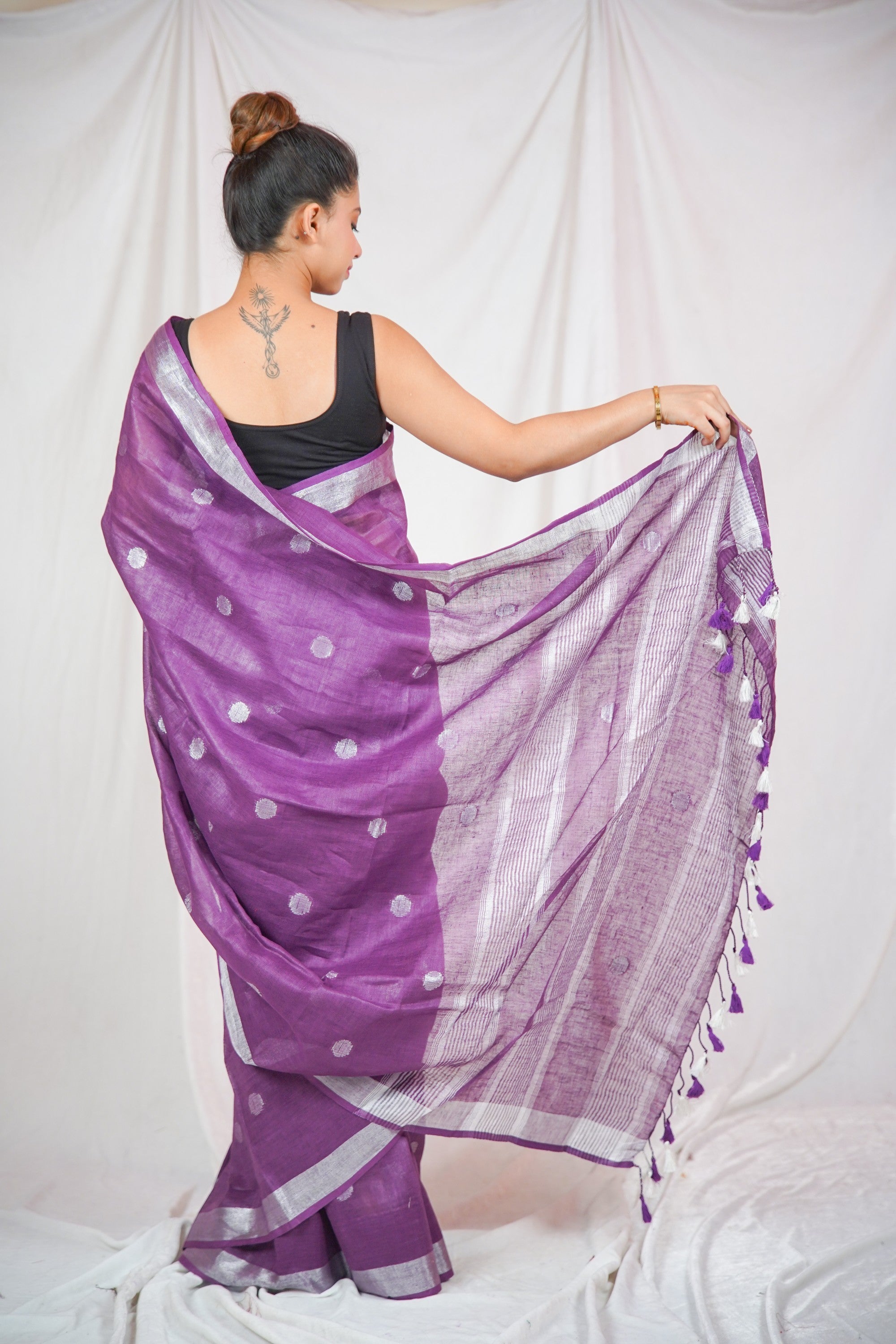 Royal Plum- Purple Linen Saree