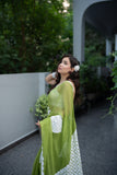 Lavanya - Green Applique Kota Doria Saree