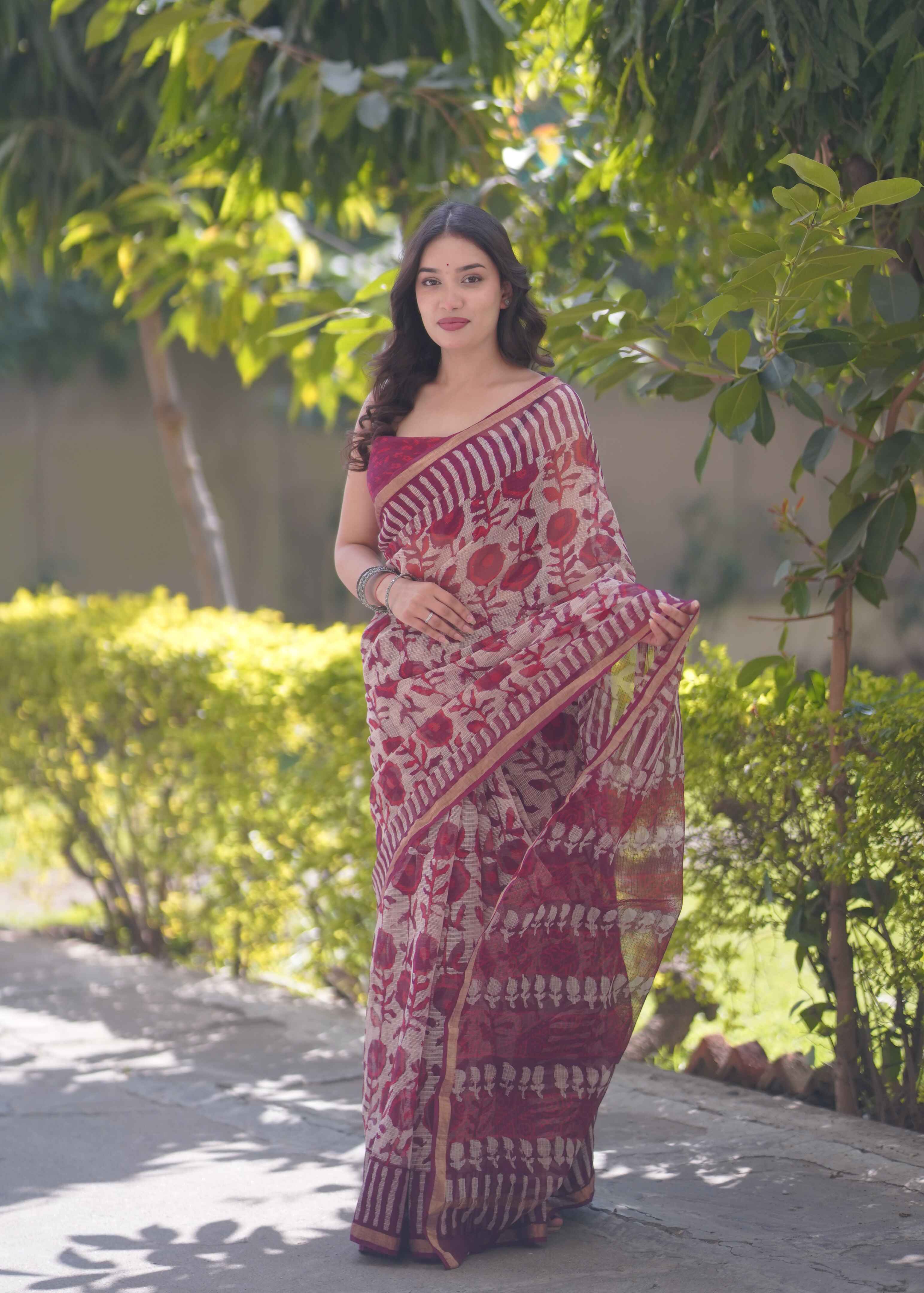 Chitralekha- Floral Kota Doria Saree