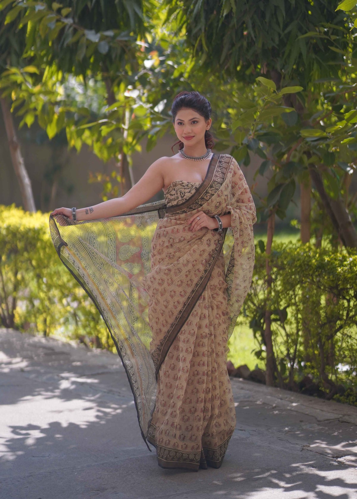 Vanaja - Elephant Print Kota Doria Saree