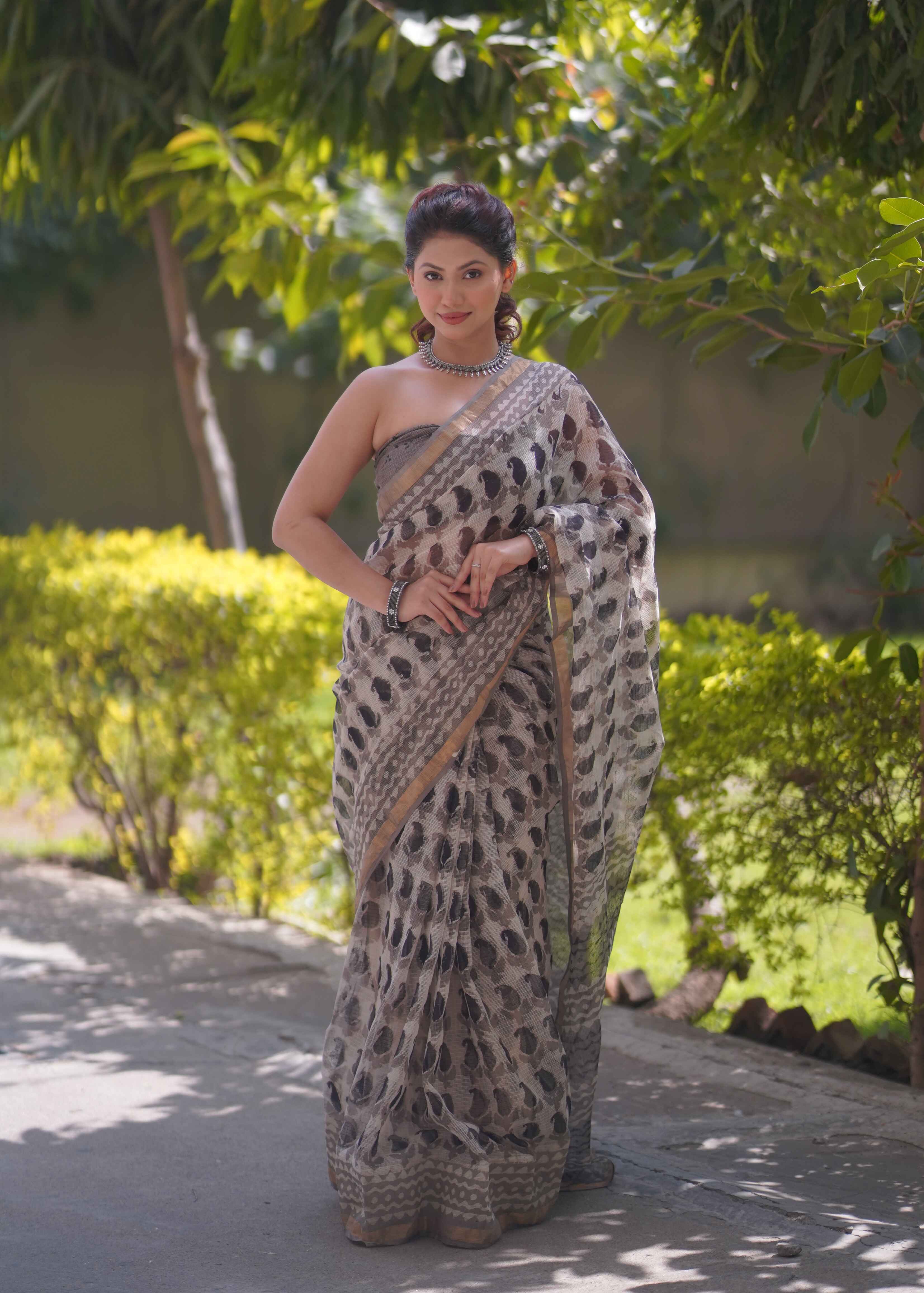 Rajshree - Cream Kota Doria Saree