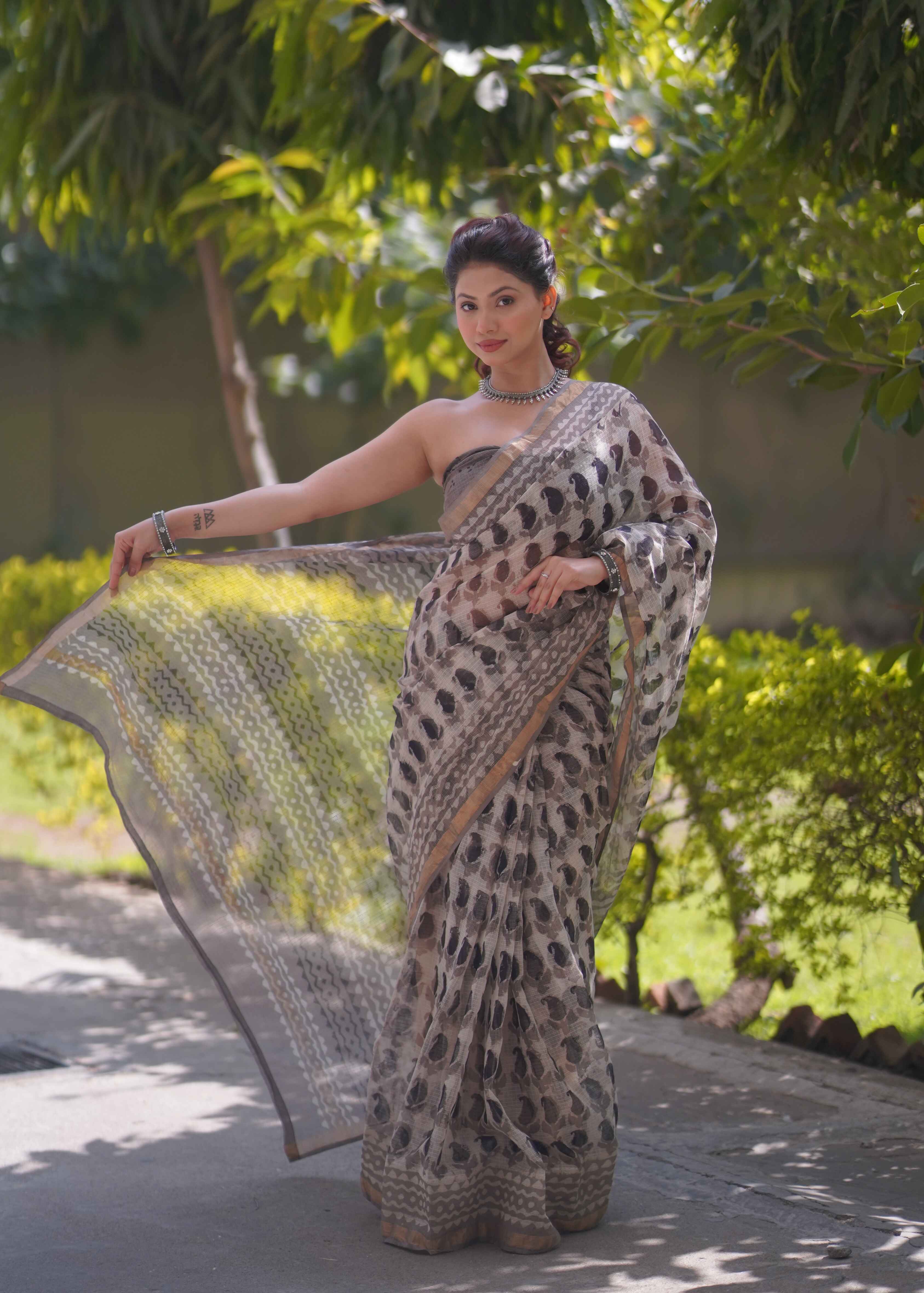 Rajshree - Cream Kota Doria Saree