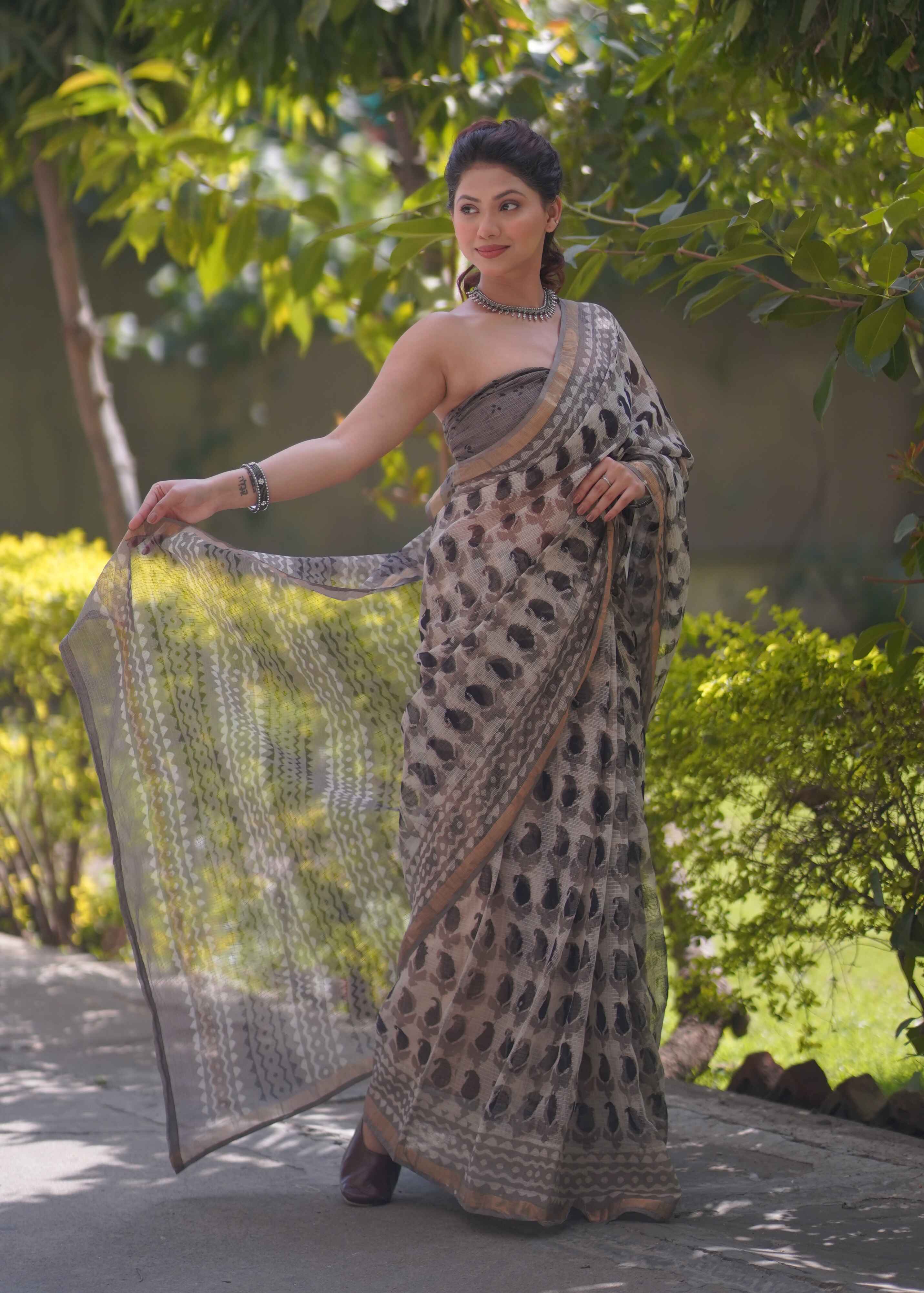 Rajshree - Cream Kota Doria Saree