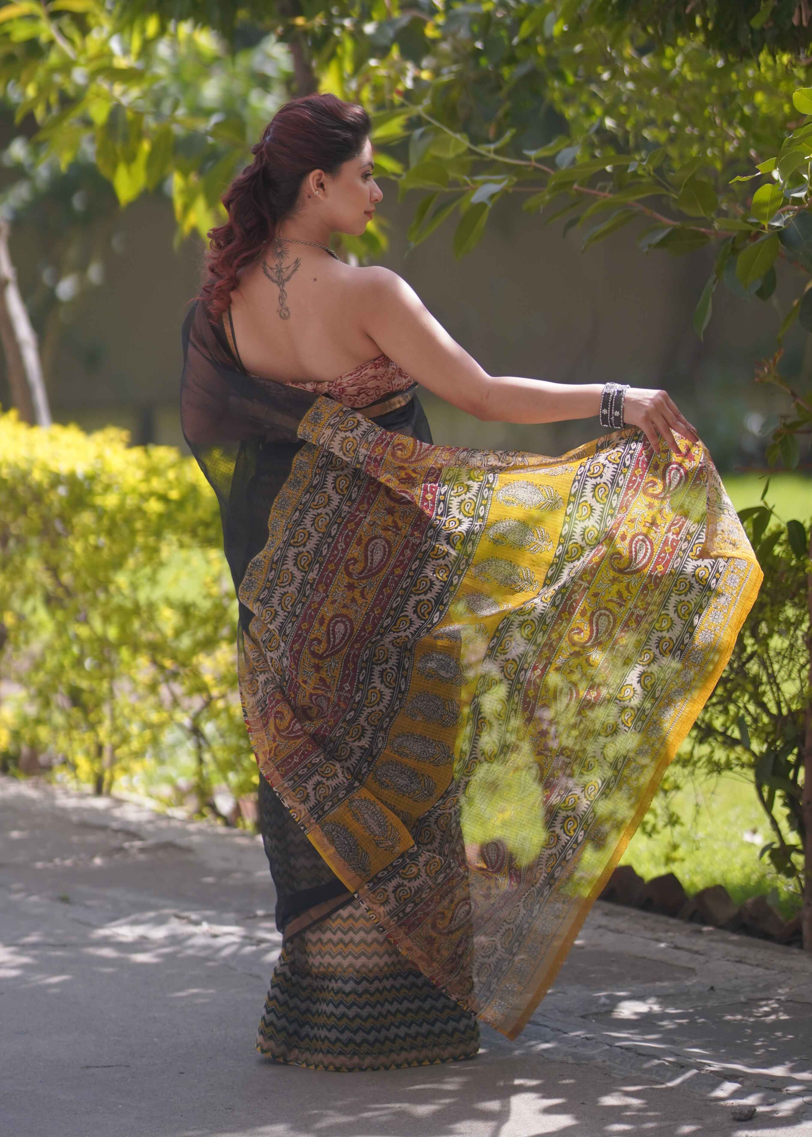 Ruhani - ZigZag Kota Doria Saree