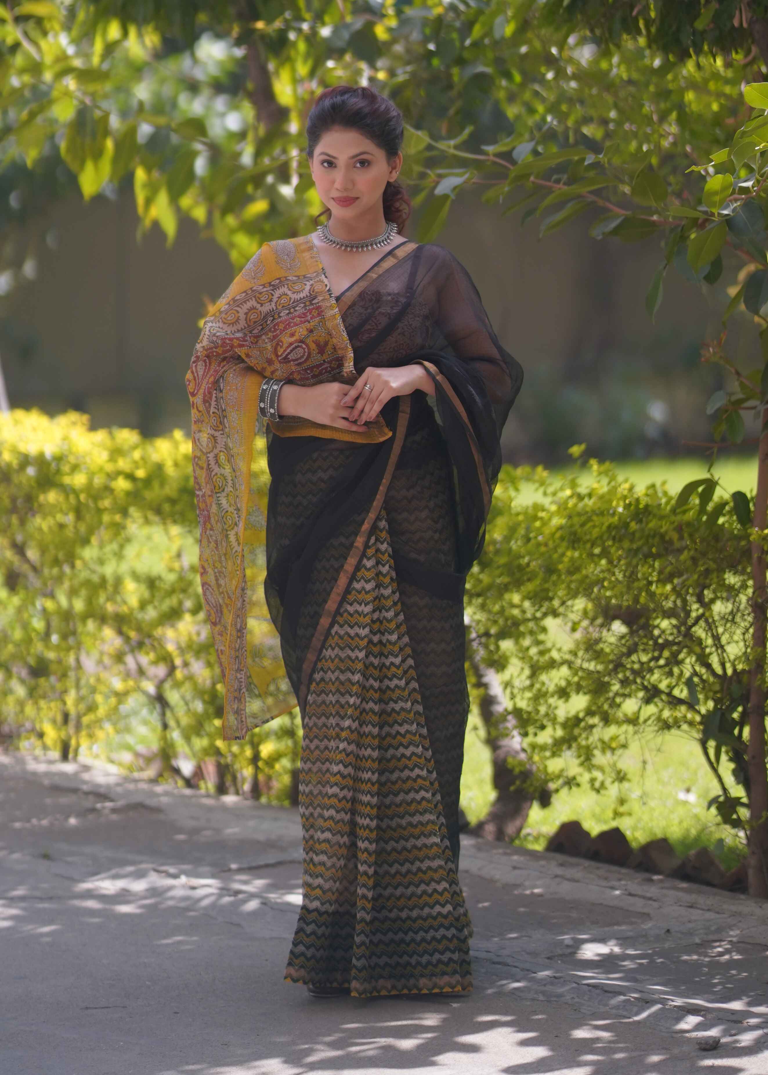 Ruhani - ZigZag Kota Doria Saree