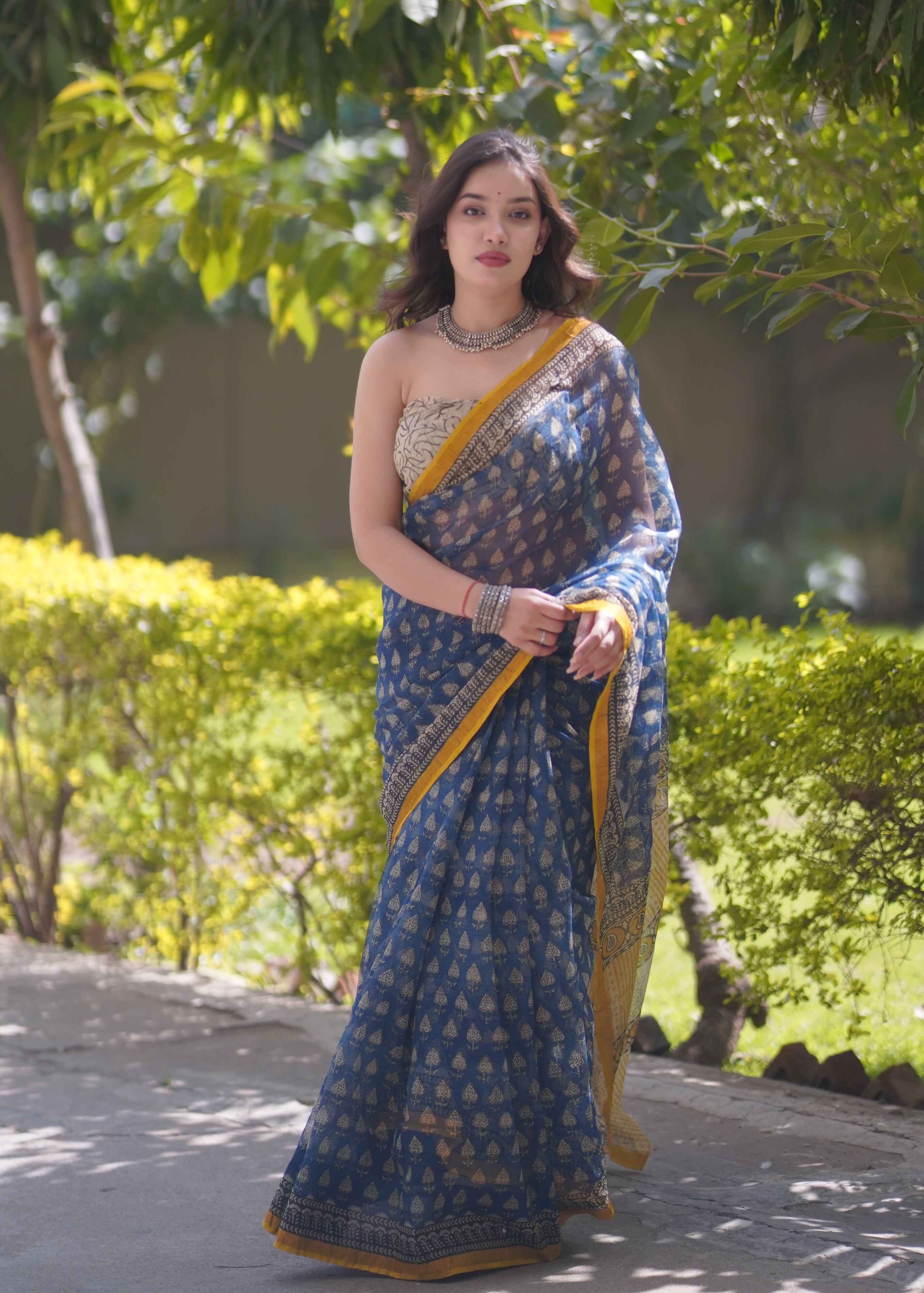 Nayantara- Blue Kota Doria Saree