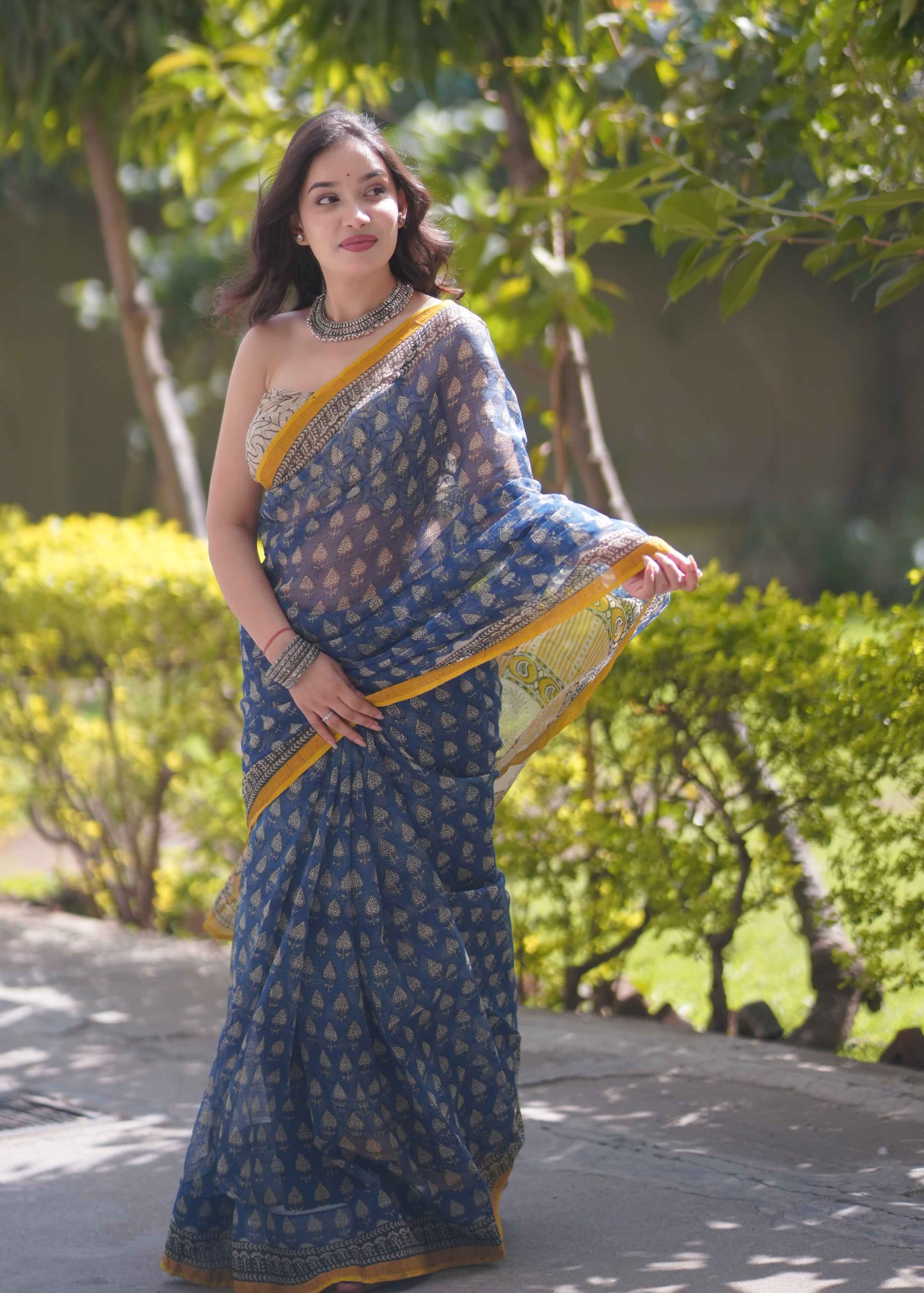 Nayantara- Blue Kota Doria Saree