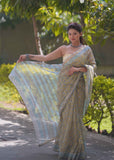 Raangika- Yellow Floral Kota Doria Saree