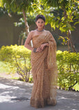 Patangini - Brown Floral Kota Doria Saree