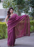 Gulnar- Maroon Maheshwari Silk Saree