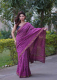 Pushpavalli- Pink Maheshwari Silk Saree