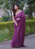 Pushpavalli- Pink Maheshwari Silk Saree