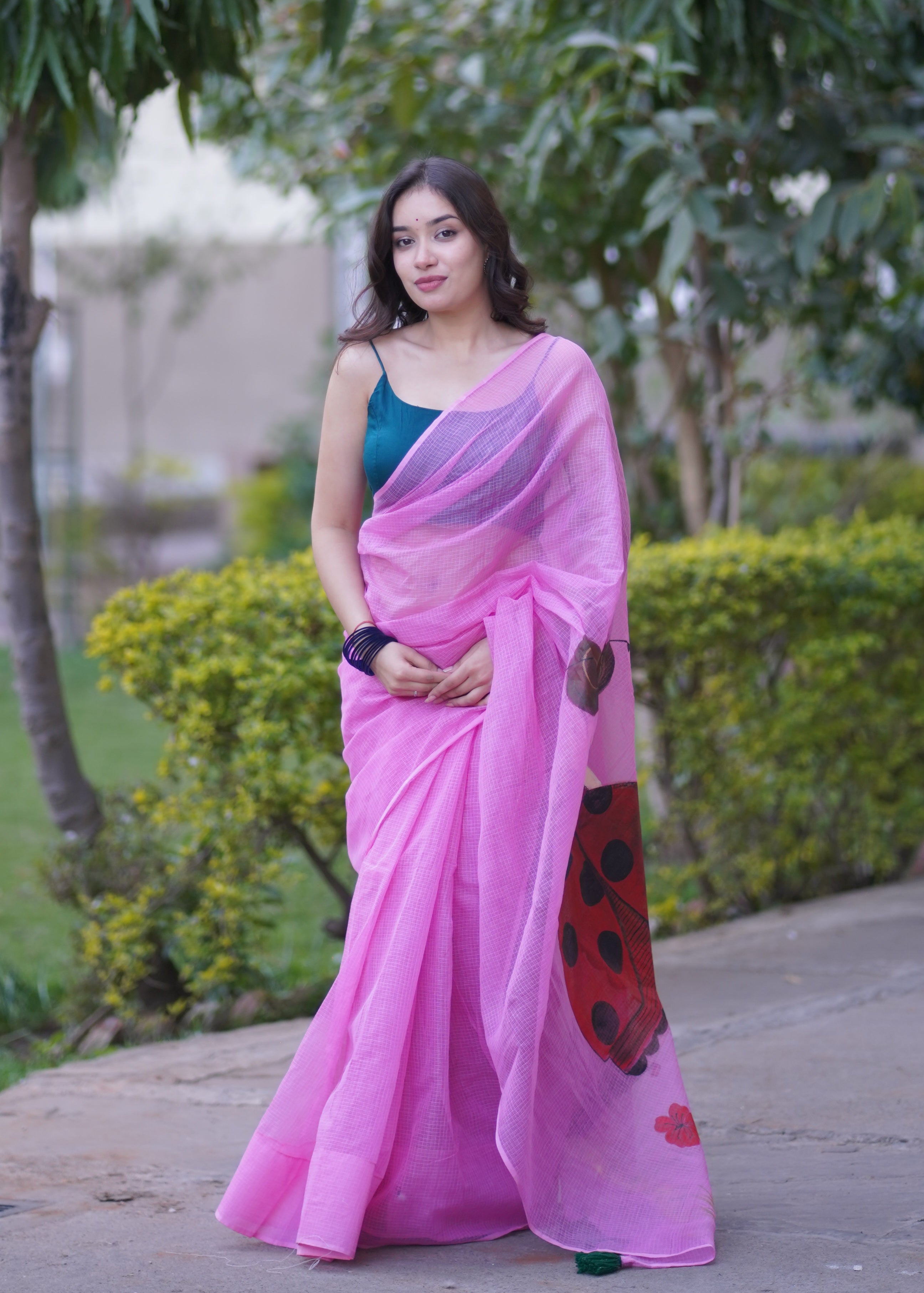 Angel Blush - Pink Handpainted Kota Saree