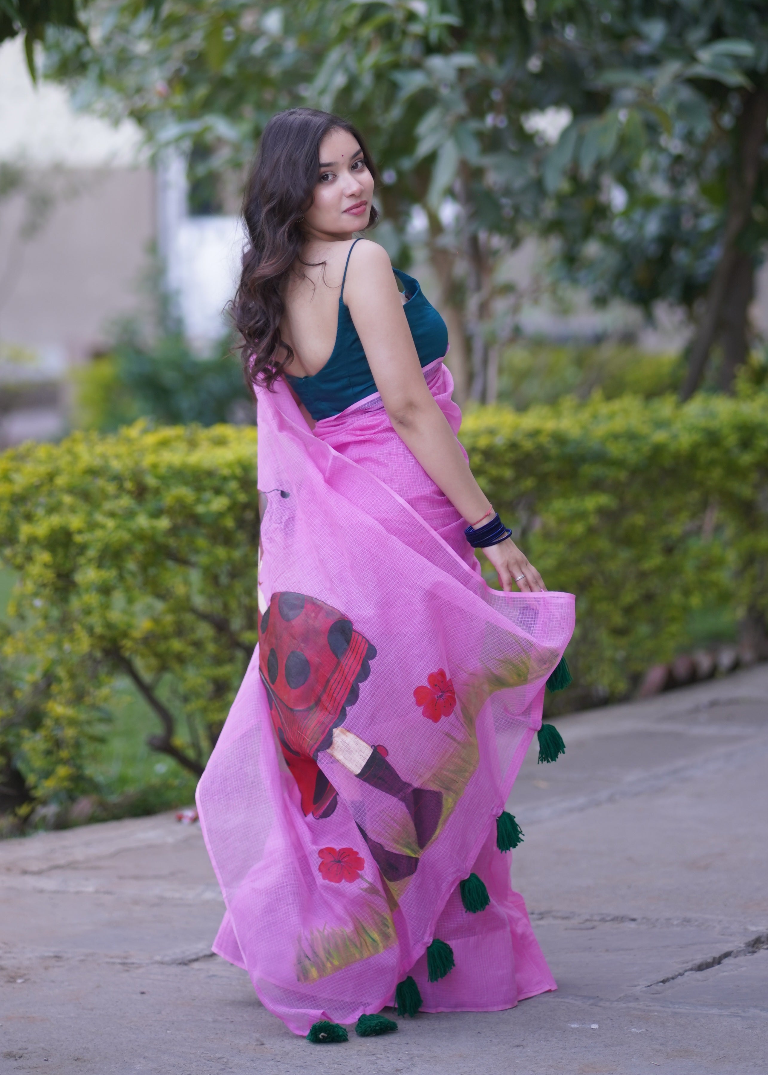 Angel Blush - Pink Handpainted Kota Saree