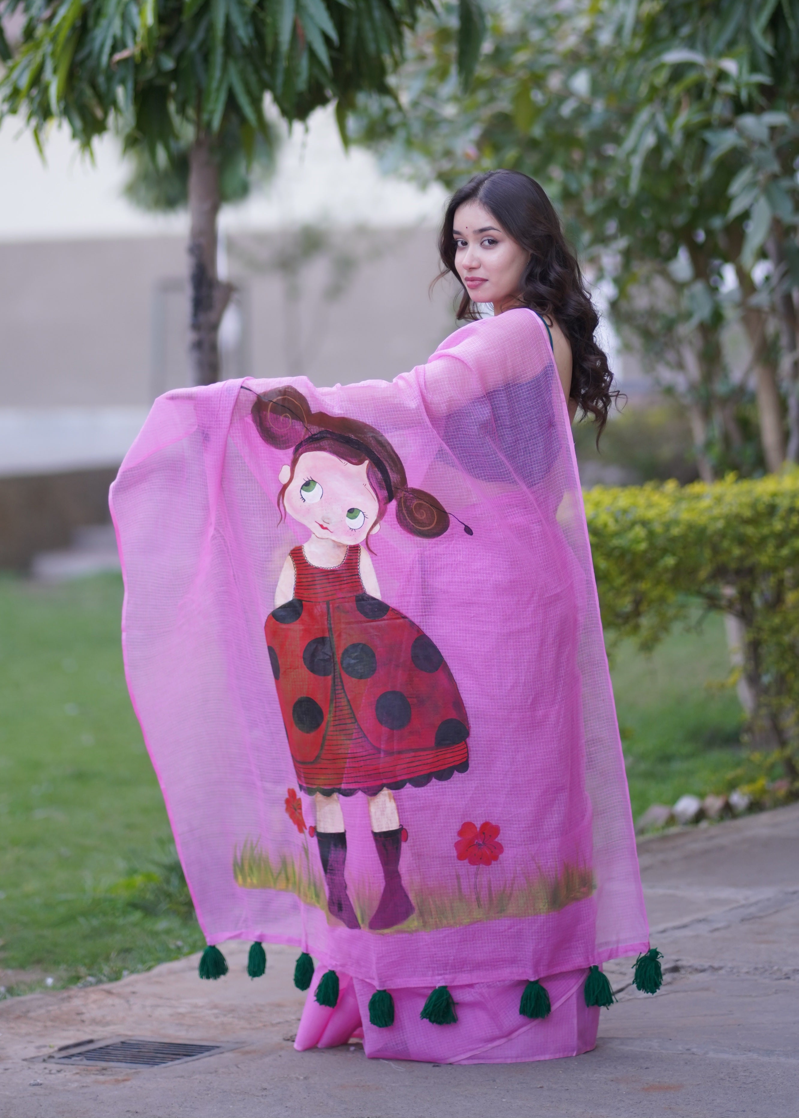 Angel Blush - Pink Handpainted Kota Saree