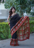 Kamalika- Black Maheshwari Silk Saree