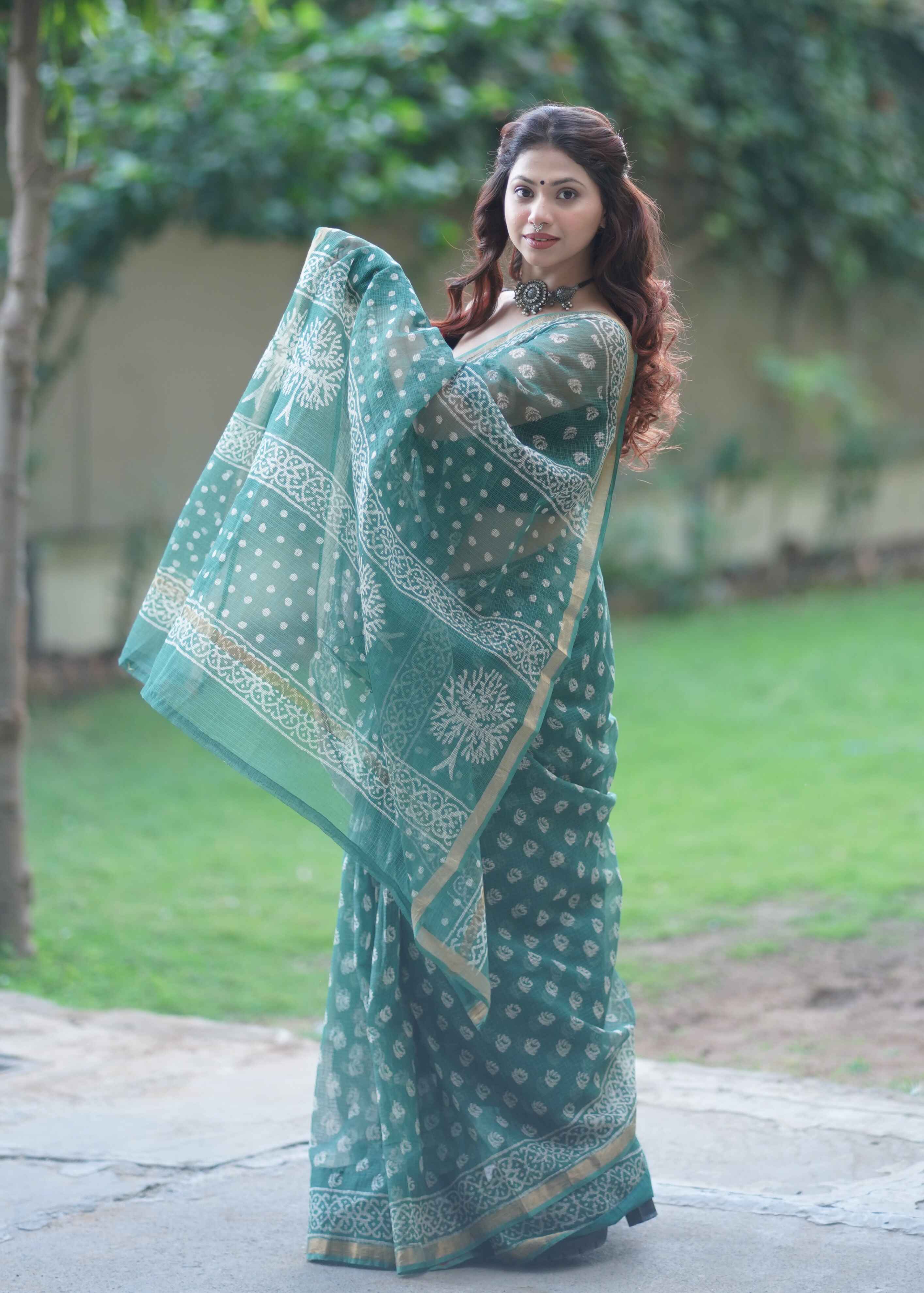 Pravihini- Green Kota Doria Saree