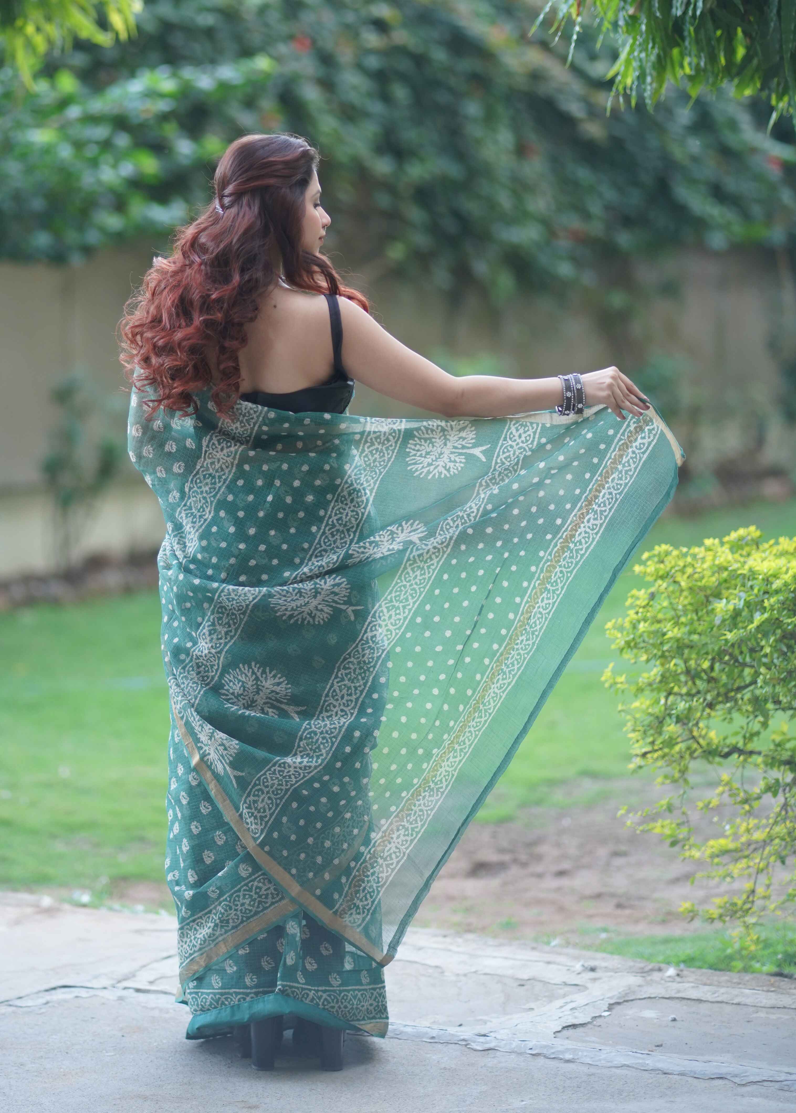 Pravihini- Green Kota Doria Saree