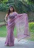 Rekhini - Purple Kota Doria Saree