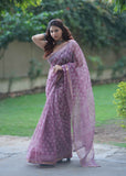 Rekhini - Purple Kota Doria Saree