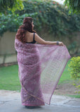 Rekhini - Purple Kota Doria Saree