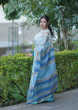 Pushpanjali - Blue Floral Kota Doria Saree