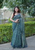 Neelpari - Ajrakh Kota Doria Saree