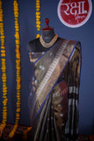 Copper Zari Linen Saree- Chamkeeli