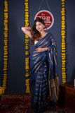 Mridula- Blue Striped Linen Saree