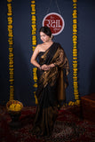 Sumanika- Black/ Copper Linen Saree