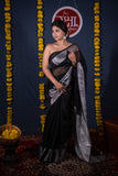 Nisarga- Black Silver Linen Saree