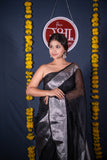 Nisarga- Black Silver Linen Saree