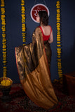 Aabha Kadhai- Copper Zari Linen Saree