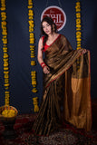 Aabha Kadhai- Copper Zari Linen Saree