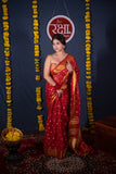 Sukriti- Red Heart Linen Saree